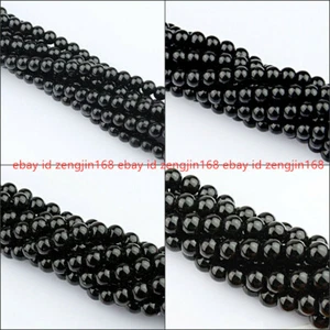 Natural 6/8/10/12/14mm Red Agate Black Onyx Round Ball Gemstone Loose Beads 15'' - Picture 1 of 14