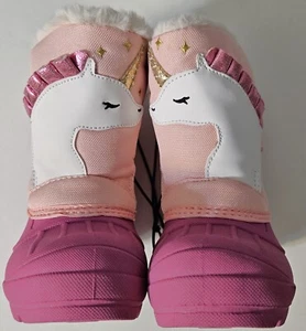 Brand New Cat & Jack Girls Pink Unicorn Boots - Size 5 - Picture 1 of 6