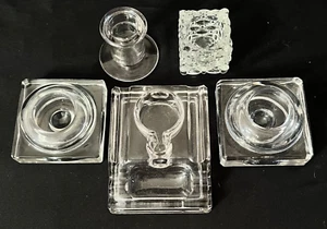 Mixed Lot of 5 Antique Clear Glass Inkwells - Picture 1 of 13