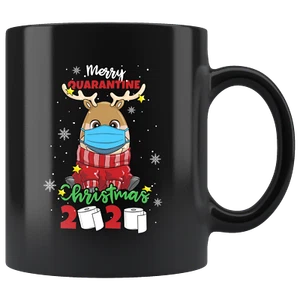 Weihnachten Lustige Tasse 2020 Rentier Quarantäne Maske Gesicht Pandemiejahr Kaffeetasse - Bild 1 von 5