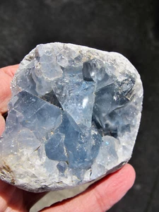 Celestite Crystal Geode Cluster Healing natural bed CELESTINE Deep blue 362g - Picture 1 of 24