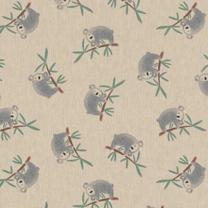 SALE Cotton Rich Linen Look Fabric Koalas Animals Branches Upholstery 140cm Wide - Picture 1 of 1