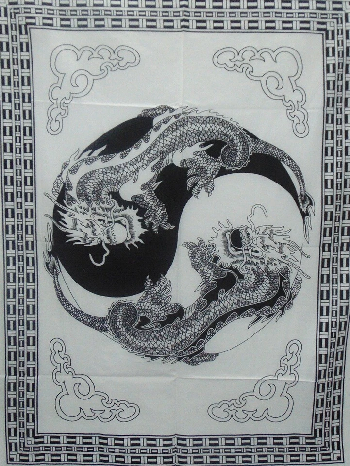 Tapestry Wall Hanging Yin Yang Dragon Ethnic Animal Printed Poster Home Decor  - Image 1 of 1