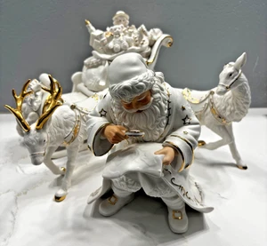 Grandeur Noel Porcellana Babbo Natale, Slitta, Renna 2001 Collezionisti - Leggi Desc. - Foto 1 di 20