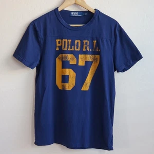 Polo Ralph Lauren Mens M T-Shirt Blue Polo R.L. 67 Spell Out Graphic Tee Medium - Picture 1 of 8
