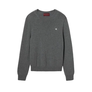 GUCCI $1400 Grey Wool Cashmere Knit Embroidered Sweater New And Authentic - Picture 1 of 2