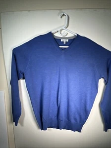 Peter Millar Mens Size L MerinoWool & Silk Blend V Neck Sweater-Navy Blue-EUC - Picture 1 of 5