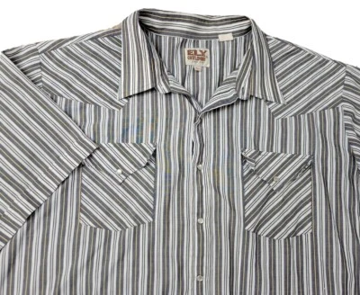 Ely Cattleman Hombres 18 1/2 XXL Negro Amarillo Rayas Informal Perla Camisa a Presión Occidental Foto 1 de 4