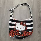 2012 Loungefly Sanrio Hello Kitty Canvas Tote Bag Black & White Stripes W/ Bows
