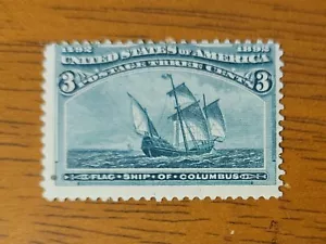 Vintage US Stamp #232 Three Cent Columbian MLH OG - CV $35 - Picture 1 of 3