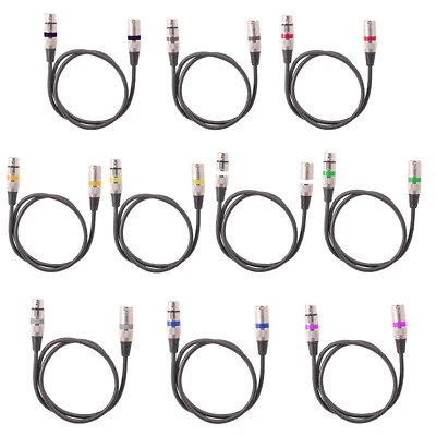 10pcs 5ft XLR Cable DMX Stage Light Cable 3-Pin XLR Male to Female Cables K7J0 - Image 1 of 4