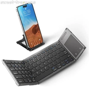 Wireless Foldable Bluetooth 78 keys Keyboard with Touchpad for Tablets iPad Mac - Picture 1 of 9