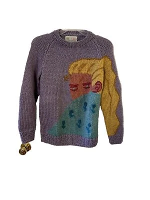 Suéter Huk A Poo Vintage Años 80 Talla Pequeña Rubia Mujer’s Ojos Verdes Pelo Largo Dama Foto 1 de 4