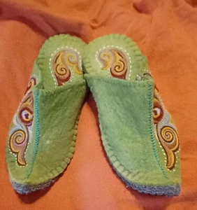 Neu ohne Karton Anar grün Filz handgefertigte Aladin Hausschuhe Größe 45 - US 12 - Bild 1 von 6