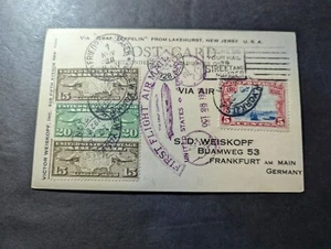 1928 USA LZ 127 Graf Zeppelin PPC First Flight Cover FFC Lakehurst NJ to Germany - Picture 1 of 2