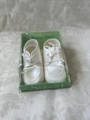Baby Deer Size 1 Satin Christening Baptism Shoes New Vintage - Image 1 of 4
