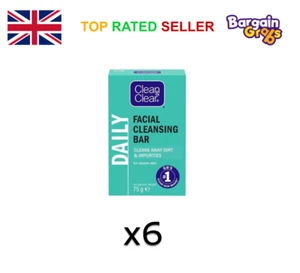 6x Clean & Clear Facial Cleansing Bar – BBE 30/06/2025 – Oil-Free Face Wash Bars - Picture 1 of 1