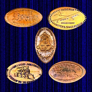Centavo prensado recuerdo, colección de monedas alargadas conjunto de 5 - Imagen 1 de 2