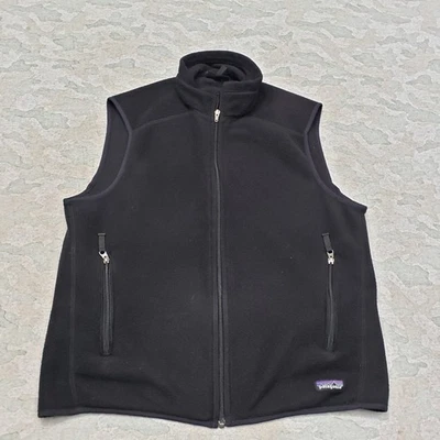 Chaleco Patagonia Synchilla Para Hombre Mediano Negro Cremallera Completa Bolsillos Sin Mangas Foto 1 de 4
