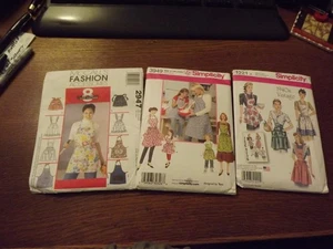 3 VTG apron PATTERNS McCalls & Simplicity UNCUT waist & bibs U CHOOSE - Picture 1 of 12