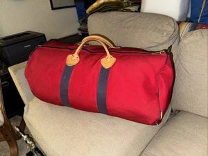 VINTAGE LL BEAN TRAVEL DUFFEL RED BLUE 70S 80S 90S GOOD CONDITION - Picture 1 of 14