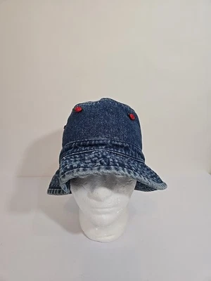 Sombrero vintage Gap para mujer cubo de mezclilla azul con rosas rojas 100 % algodón talla grande Foto 1 de 4