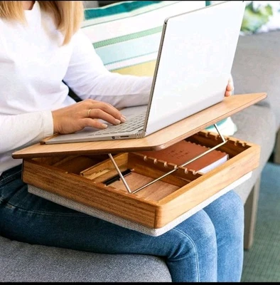 Acacia Wood Easel Lap Desk with Storage - Natural - Fits up to 17.3 Inch Lapt... - Image 1 of 4