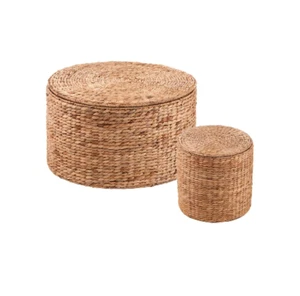 Table Woven Wood Storage Paths End Coffee Console Room Sofa Farmhouse Living New - Picture 1 of 12