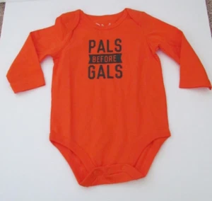 Jumping Beans 9 Months Orange Bodysuit "Pals Before Gals" Long Sleeves NWOT - Picture 1 of 4