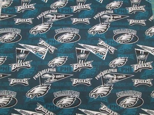 PHILADELPHIA EAGLES NFL 100% COTTON 1 YARD PIECE NEW GREEN  36" x 44" "NEW" - Picture 1 of 5