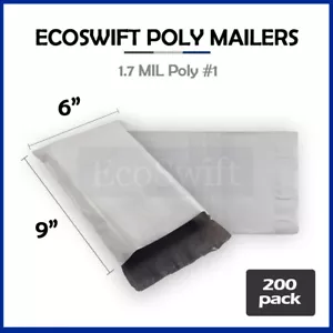 200 6 x 8 EcoSwift Weiß Poly Versandtaschen Versand Umschläge Selbstversiegelnde Beutel 1,7 Mil - Bild 1 von 5