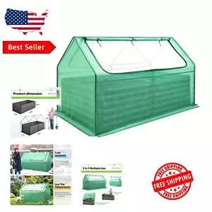Large 6x3 ft Galvanized Raised Garden Bed with Zippered Mini Greenhouse Cover - Picture 1 of 9
