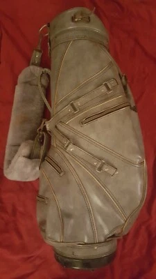 VINTAGE HOT Z PRO GROUP INC PROF. GOLF BAG GREY LEATHER NO ADVERTISING  - Image 1 of 4