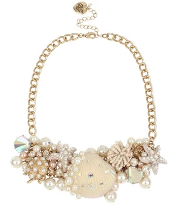 BETSEY JOHNSON SHELL STARFISH FAUX PEARL STATEMENT NECKLACE - Image 1 of 2