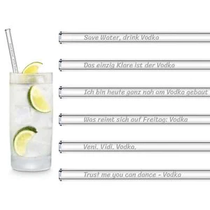 HALM Vodka Edition Glastrinkhalme mit lustigen Wodka Sprüchen 15cm, 20cm, 23cm  - Bild 1 von 9