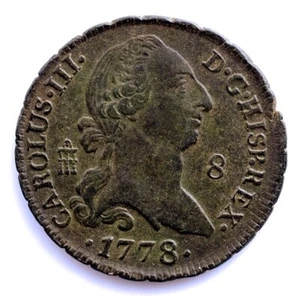 S.C. Spain-Carlos III. 8 Maravedís 1778 Segovia. MBC+/VF+. Cobre 11,7 g. - Imagen 1 de 2