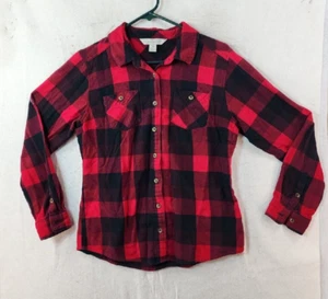 Guide Series Womens Medium Red Plaid Long Sleeve Button Up Flannel Shirt - Picture 1 of 14