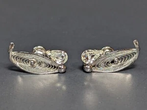 Vintage Ohrringe Sterlingsilber filigran Strass - Bild 1 von 15