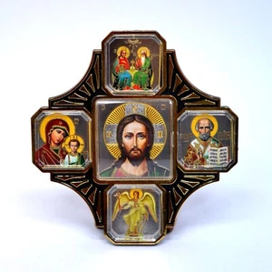 Auto Ikone GM Jesus Nikolaus Engel Dreifaltigkeit автомобильная икона 8x8x0,5 cm - Picture 1 of 3