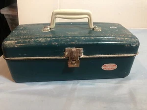 VINTAGE Union Chest Tool Chest Blue Metal Tackle Box #F0 - Picture 1 of 8