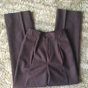 Pantalones de lana forrados informales bolsillos plisados ciruela deportiva regata vintage años 90 elegantes 6 - Imagen 1 de 5