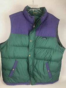 Vintage LL BEAN Down Vest - Mens Size XXL 2XL- Retro Purple/Green Puffer - Picture 1 of 16