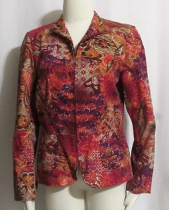 NEW Womens Ladies COLDWATER CREEK Bodly Colored Floral Cotton Denim Jacket S - Picture 1 of 7
