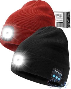 Bluetooth Beanie Hat with Light for Men 2 Pack, LED Beanie with Light Built in U - Picture 1 of 12