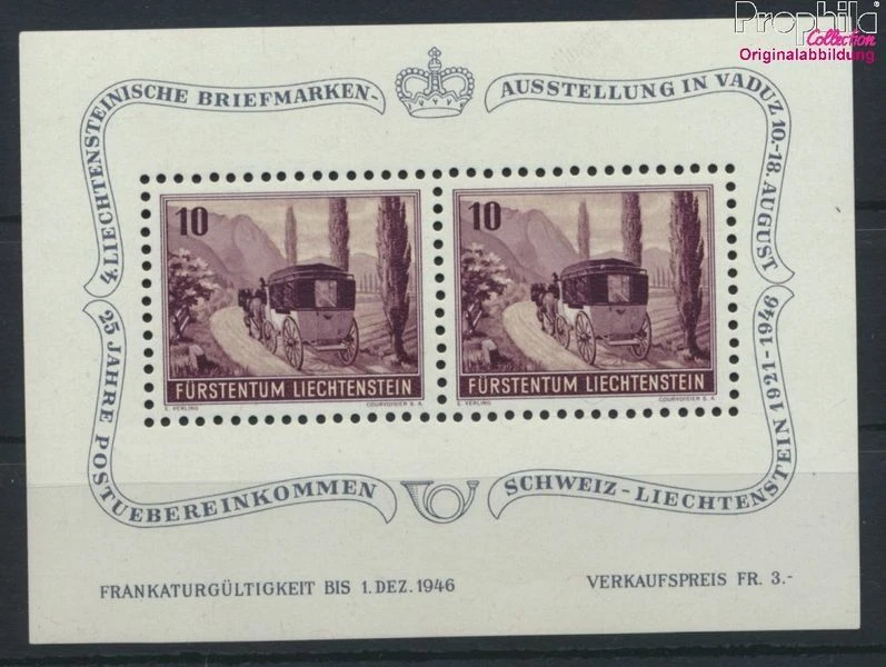 Liechtenstein bloque 4 (edición completa) con bisagra 1946 exposición de sellos (9785544 Foto 1 de 1