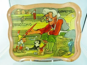 "BANDEJA DE SERVIR LITOGRAFIADA DE ESTAÑO DISNEY 1939 ""PERSONAJE PINOCCHIO"" 10"" x 8" - Imagen 1 de 6