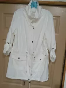 Style & Co Damenjacke weiß mit Kapuze 100 % Polyester Größe M - Bild 1 von 5