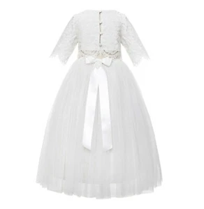 Floral Lace Flower Girl Dress Tulle Dress Junior Bridesmaid Dress Holiday Dress - Picture 1 of 26