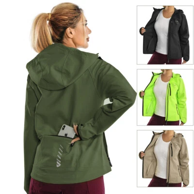 Cycling Jacket Womens Ladies Waterproof Hi-Vis Fleece Running Coat Winter Hooded - Image 1 of 4