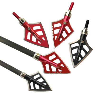 6/12pcs 125gr Broadheads Archery Arrowheads Screw Tips Points Bow Hunting - Image 1 of 4